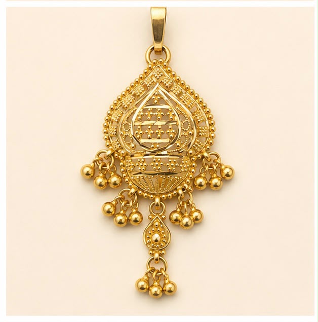 22K Gold Ethnic Pendant Set