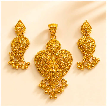 22K Gold Artisan Pendant Set