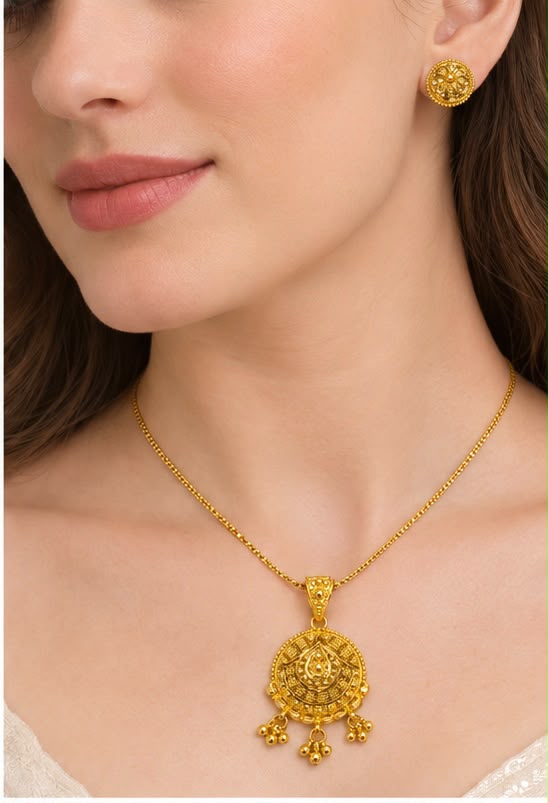 22K Gold Timeless Pendant Set