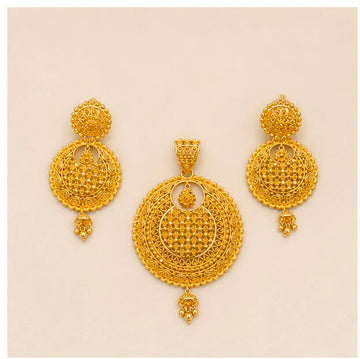 22K Gold Medallion Pendant Set