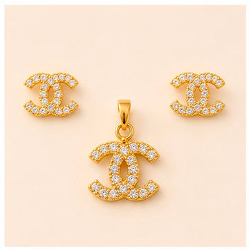 22k Gold Chanel-Inspired Pendant Set