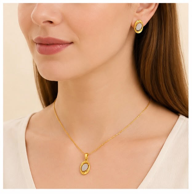 22K Gold Openwork Pendant Set