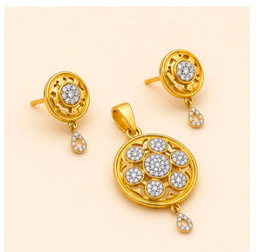 22K Gold Cluster Pendant Set