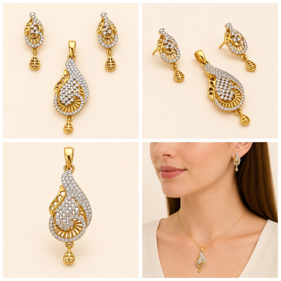 22K Gold Paisley Bloom Set
