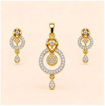22K Gold Moon Cut Pendant Set