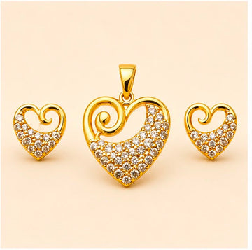 22K Gold Romantic Pendant Set