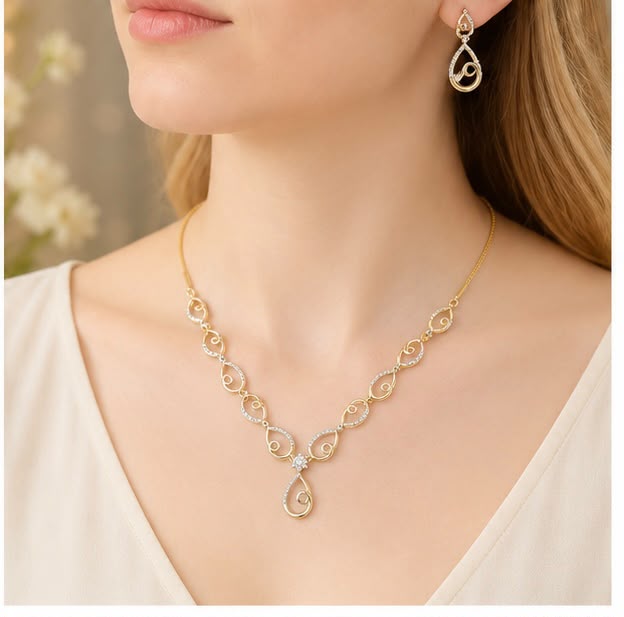 Openwork Diamond Necklace Set