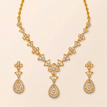 Diamond Teardrop Necklace Set