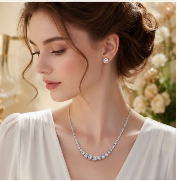 Diamond Tennis Necklace Set