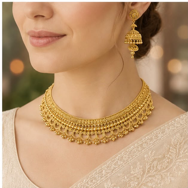 22K Gold Regal Bridal Necklace Set