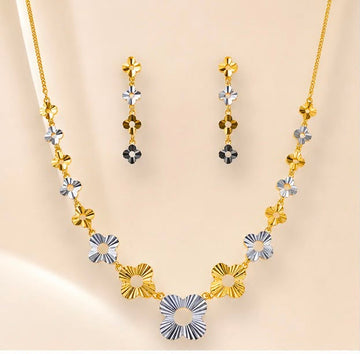 22K Gold Dual Tone Van-Cleef Inspired Necklace Set