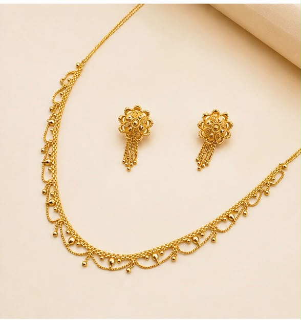 22K Gold Delicate Necklace Set