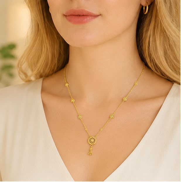 22K Gold Designer Station Chain