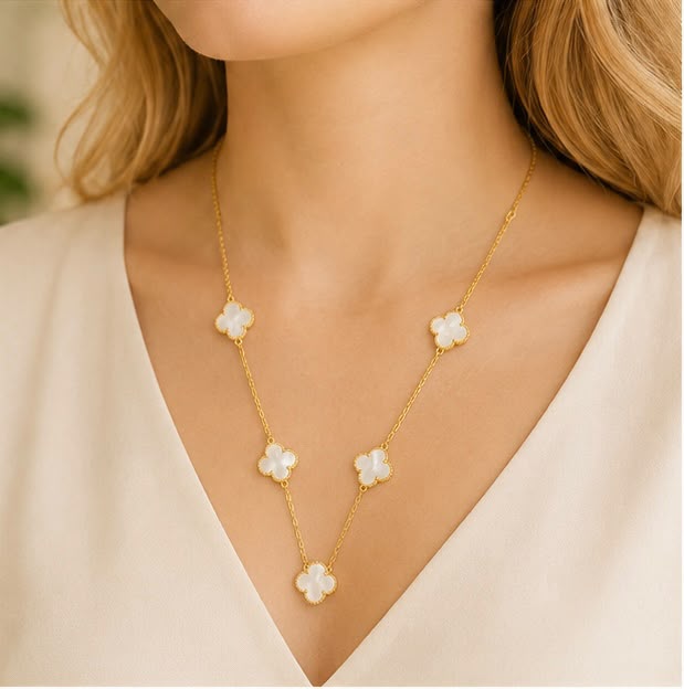 22K Gold Five Clover Chain