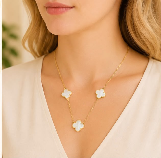 22K Gold Delicate Clover Chain