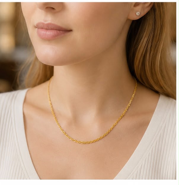 22K Gold Elegant Weave Chain