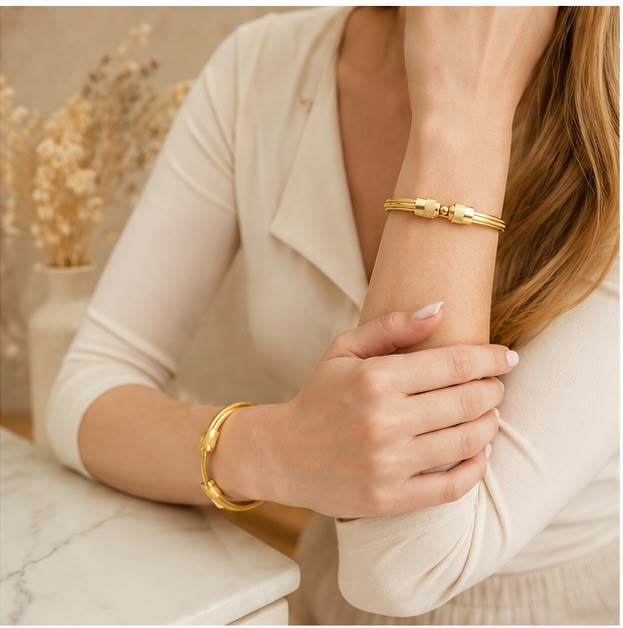 22K Gold Ball Accent Bangles