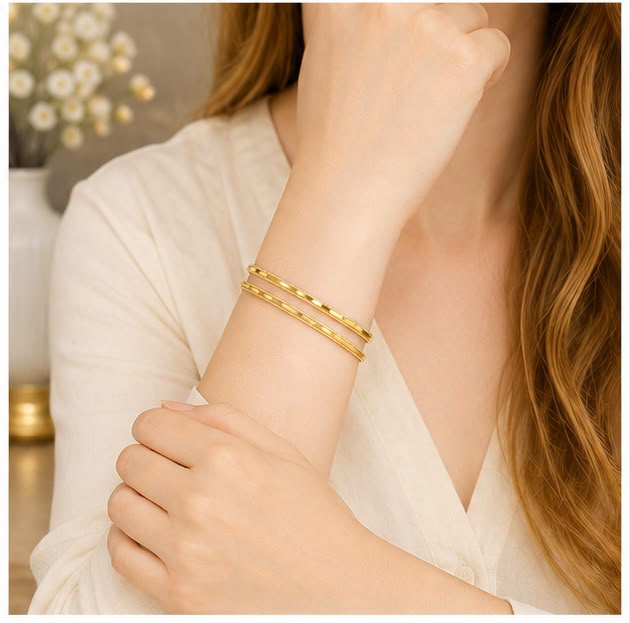 22K Gold Minimalist Bangles