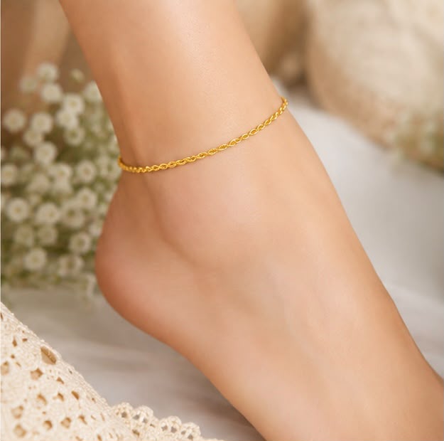 22K Gold Twisted Rope Anklet