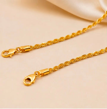 22K Gold Twisted Rope Anklet