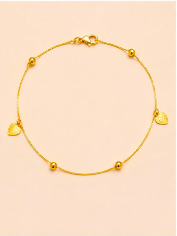 22K Gold Heart Charm Anklet