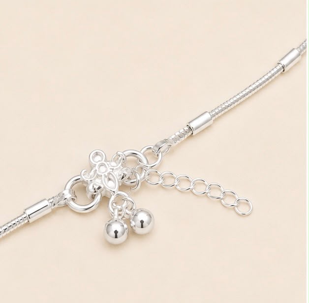 Silver Simple Bell Anklet