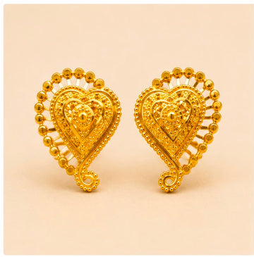 22K Gold Heart Earrings