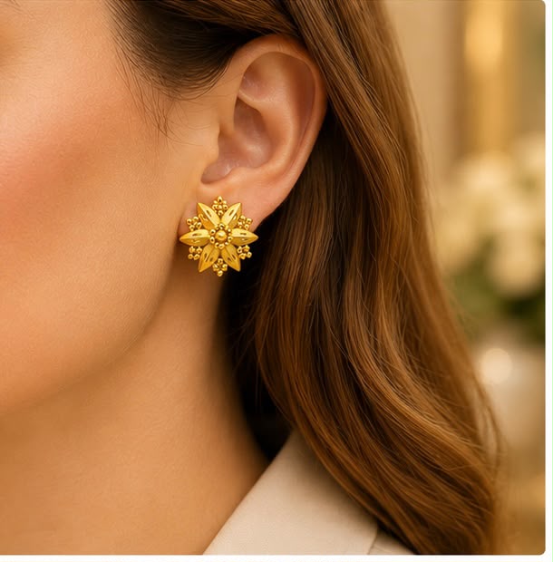 22K Gold Rosette Earrings
