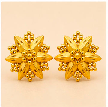 22K Gold Rosette Earrings