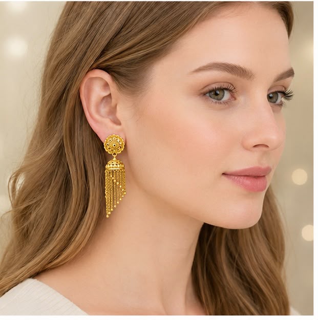 22K Gold Chandelier Earrings
