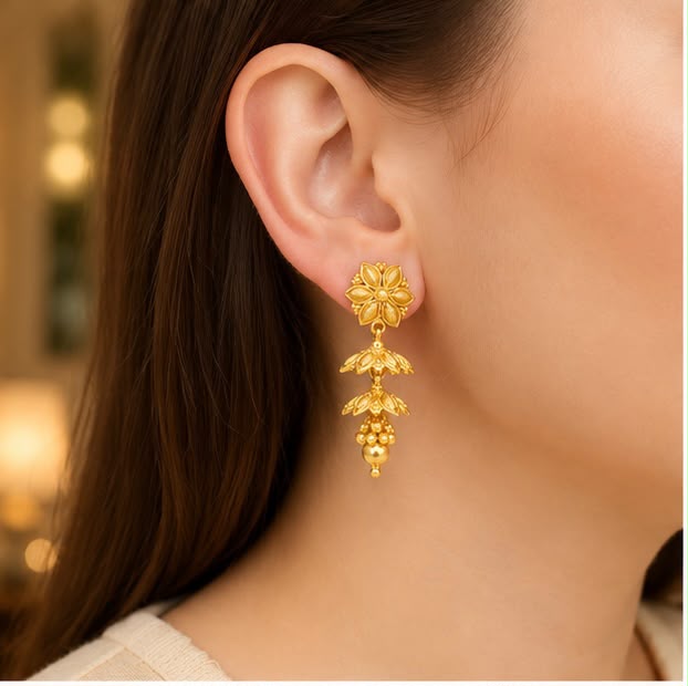 22K Gold Floral Earrings