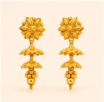 22K Gold Floral Earrings