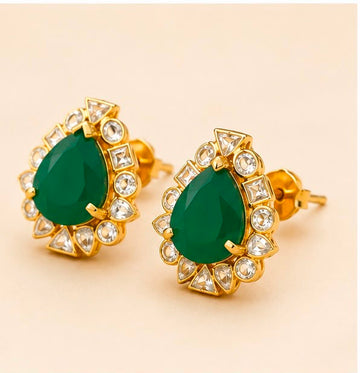 22K Gold Emerald Earrings