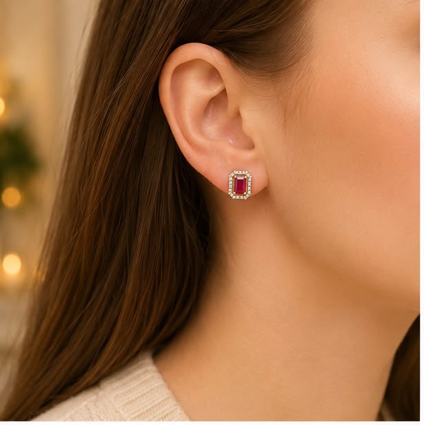 22K Gold Ruby Earrings