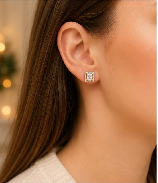 22K Gold Square Studs