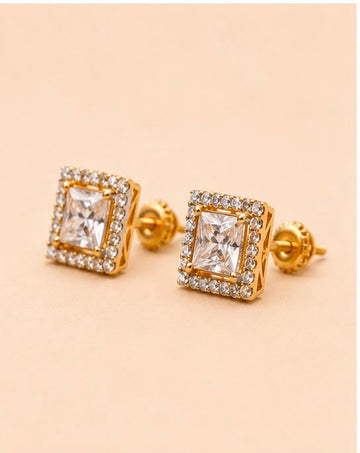 22K Gold Square Studs