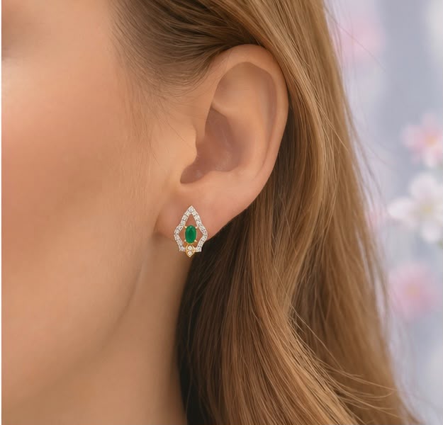 22K Gold Gemstone Earrings