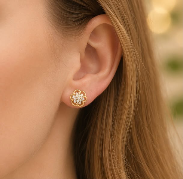 22K Gold Floral Studs