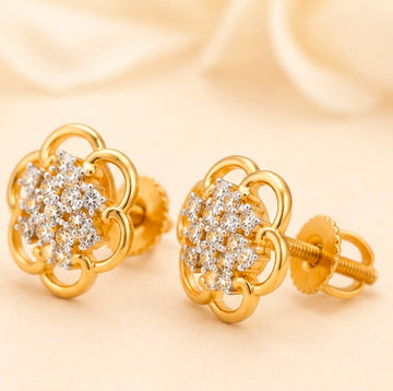 22K Gold Floral Studs