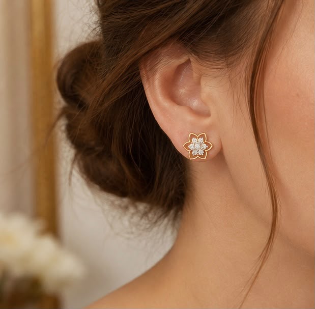 Diamond Blossom Stud Earrings