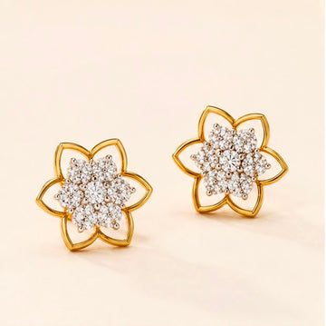 Diamond Blossom Stud Earrings