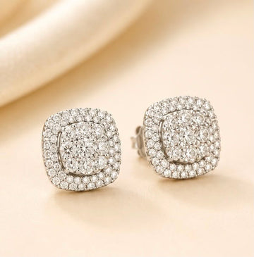 Cushion Halo Diamond Studs