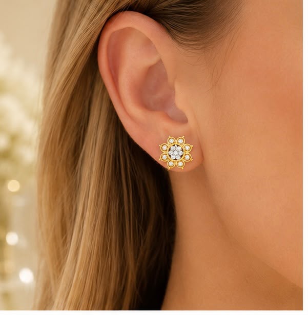 Diamond Sunburst Stud Earrings