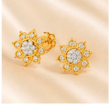 Diamond Sunburst Stud Earrings