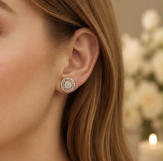 Designer Flower Diamond Studs