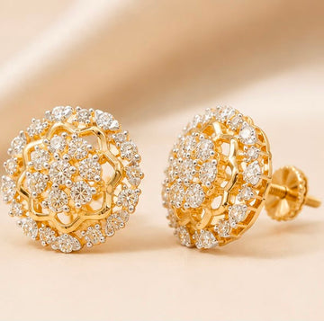 Designer Flower Diamond Studs