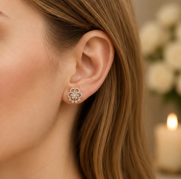 Premium Floral Diamond Studs