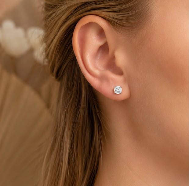 Round Solitaire Diamond Studs