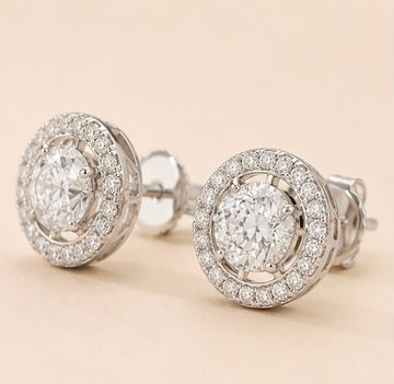 Fine Halo Diamond Stud Earrings
