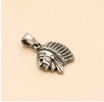 Silver Native American Chief Pendant